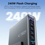 Tech-Protect DC240W-GaN opladningsstation 6 porte 4 x USB-C 2 x USB-A 240W QC3.0 - sort