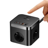 Baseus PowerCombo Cube 30W Power Strip 3xAC 2xUSB-A 2xUSB-C 1.5m - sort