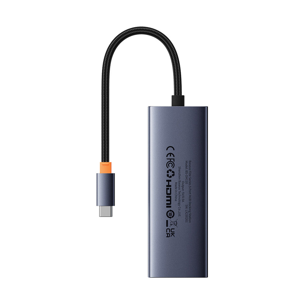 Baseus UltraJoy Series 5in1 USB-C HDMI 4K 4x USB-A 3.0 USB-hub - grå