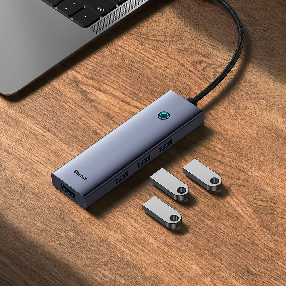 Baseus UltraJoy Series 5in1 USB-C HDMI 4K 4x USB-A 3.0 USB-hub - grå