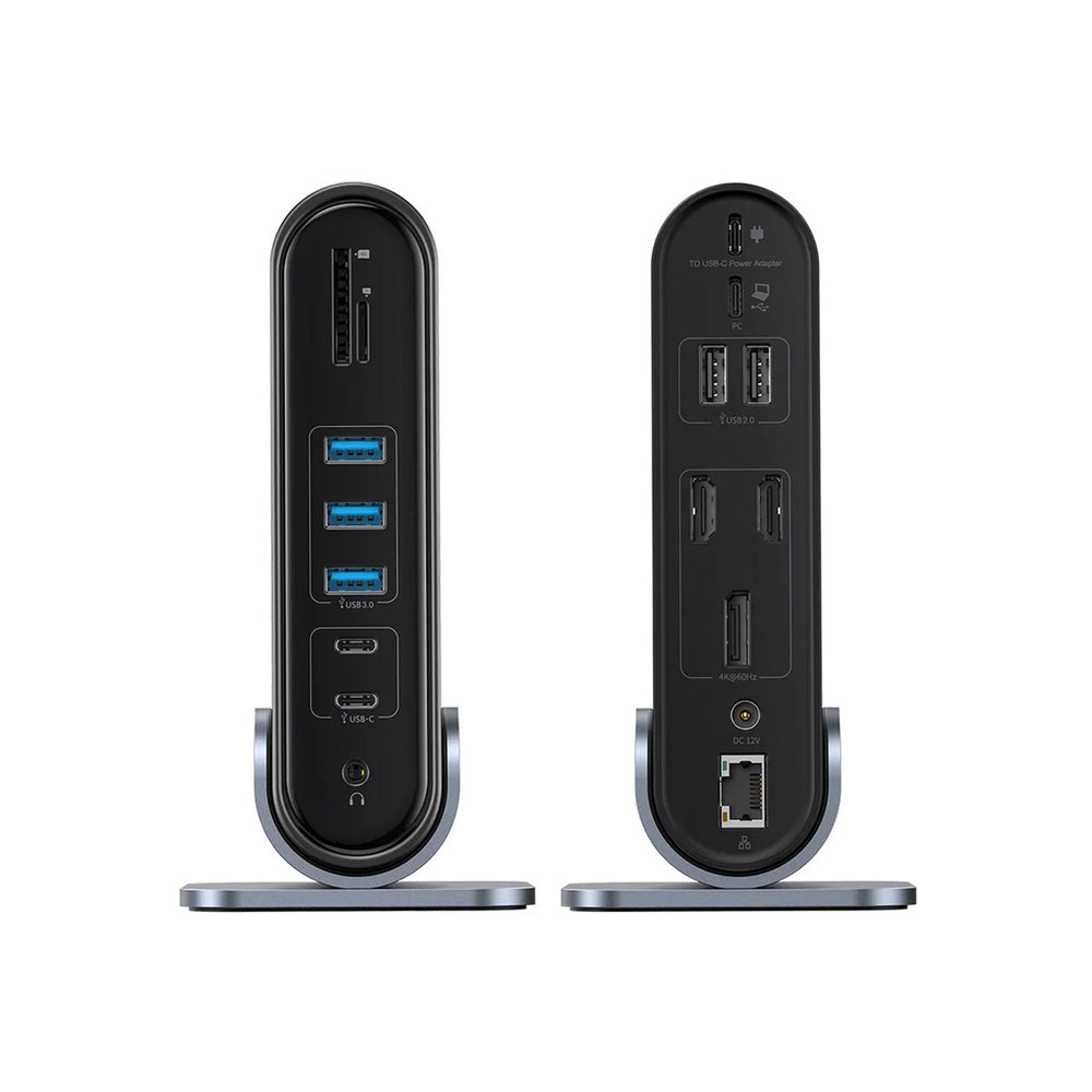 Baseus UnionJoy USB-C Docking Station 2xHDMI4K@60Hz 1xDP4K@60Hz 3xUSB-A3.0 2xUSB-C3.0 2xUSB-A2.0 1xRJ45 PD PC 1xSD+TF 1x3.5mm minijack - gray