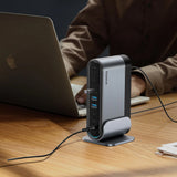 Baseus UnionJoy USB-C Docking Station 2xHDMI4K@60Hz 1xDP4K@60Hz 3xUSB-A3.0 2xUSB-C3.0 2xUSB-A2.0 1xRJ45 PD PC 1xSD+TF 1x3.5mm minijack - gray