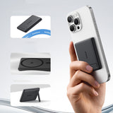 Baseus PicoGo AM31 Qi2 5000mAh 20W MagSafe Compatible Power Bank with Stand (with Black Simple Braided USB-C - USB-C 30cm Cable) - Black