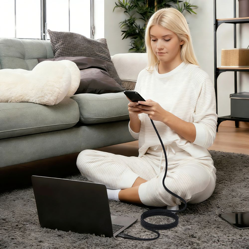 Tech-Protect Ultraboost UB11T USB-C / USB-C PD 100W / QC3.0 Kabel 200 cm - sort