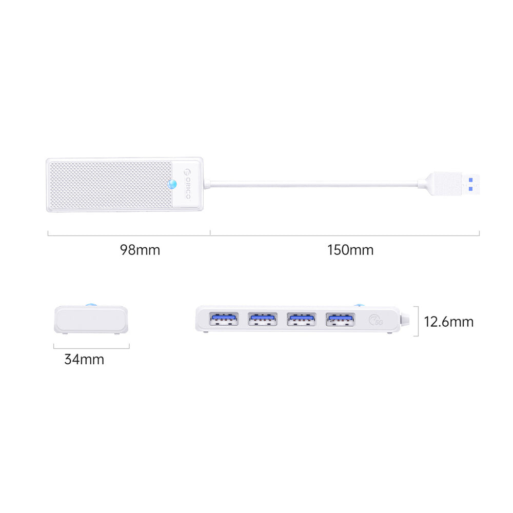 Orico PAPW4A-U3 USB Hub 4-port 4x USB-A 3.0 0.15 m - white