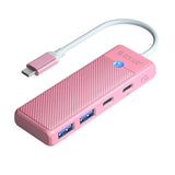 Orico PAPW2AC-C3-C3 USB Hub 4-port 2x USB-A 3.0 1x USB-C 3.0 with USB-C PD 100W charging 0.15m - pink