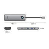 Orico PW11 9in1 USB-C Docking Station 2x USB-A 3.0 1x USB-C 3.0 1x USB-C PD 100 1x HDMI 4K 60Hz 1x microSD/SD 1x RJ45 2.5G Ethernet 1x Audio 3.5 mm - Gray