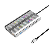 Orico XDR 12in1 RGB USB-C Docking Station USB-A USB-C PD 100W 2x HDMI 4K 60Hz VGA RJ45 Gigabit SD and microSD Card Reader - Gray