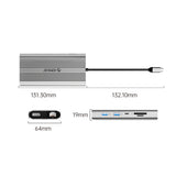 Orico XDR 12in1 USB-C Docking Station USB-A USB-C 2x HDMI 4K 60Hz DisplayPort 4K 60Hz RJ45 Gigabit PD 100W SD and microSD Card Reader - Silver