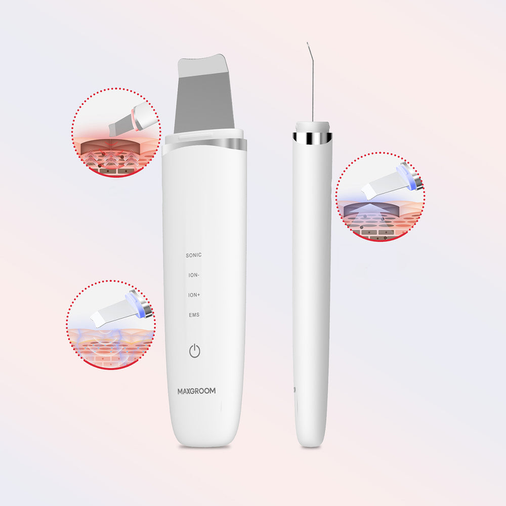 MAXGROOM M-169 ultrasonic cavitation peeling device with LED light therapy - white