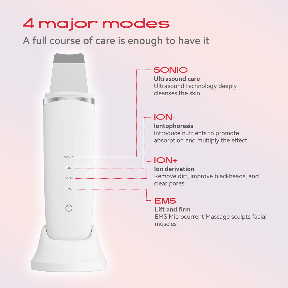 MAXGROOM M-169 ultrasonic cavitation peeling device with LED light therapy - white