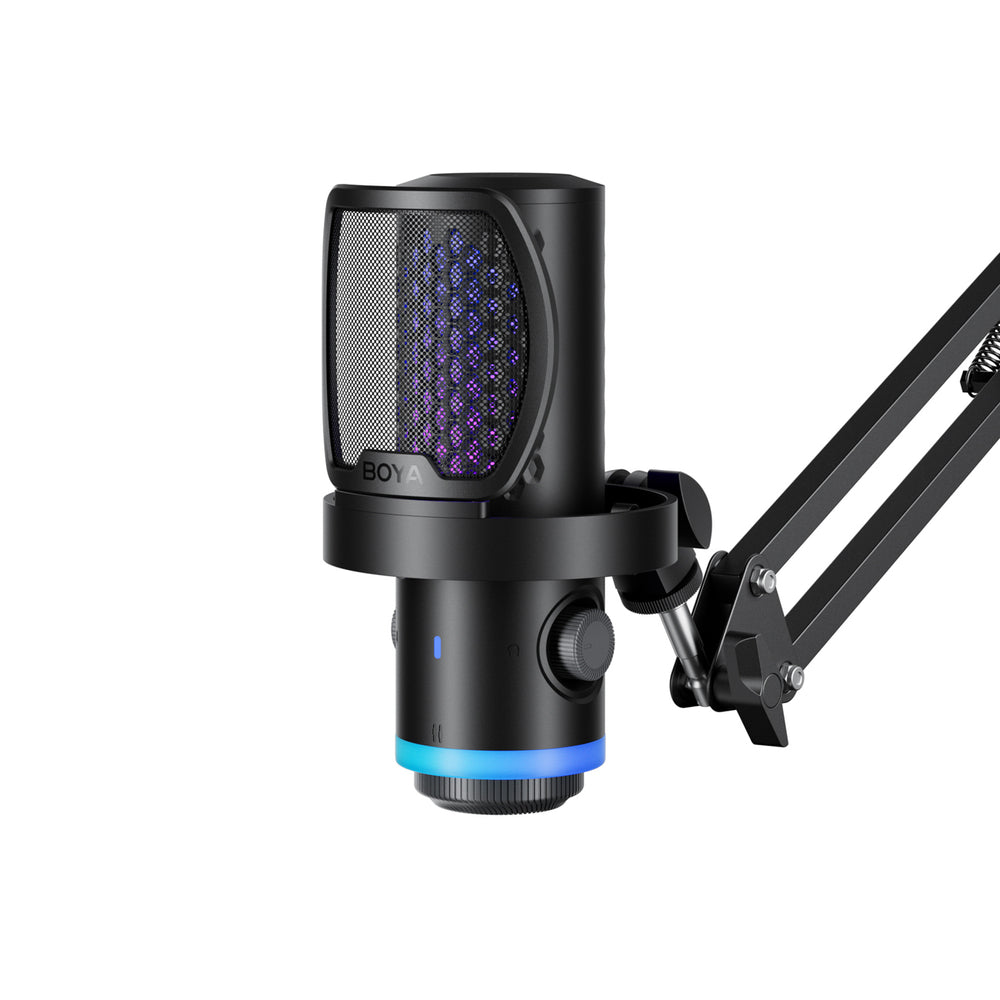 BOYA CastMic G40B trådbaseret spilmikrofon med arm, USB-C - sort