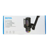 BOYA CastMic G40B trådbaseret spilmikrofon med arm, USB-C - sort