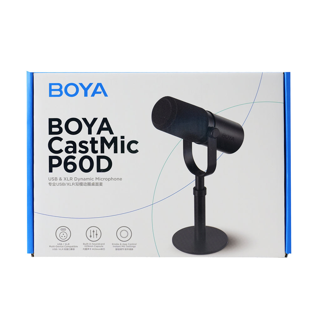 BOYA CastMic P60D Studio Mikrofon Stativ Kablet USB XLR - sort