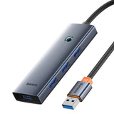 Baseus UltraJoy Series USB-A hub 4xUSB-A 3.0 1xUSB-C 5V 50cm - gray