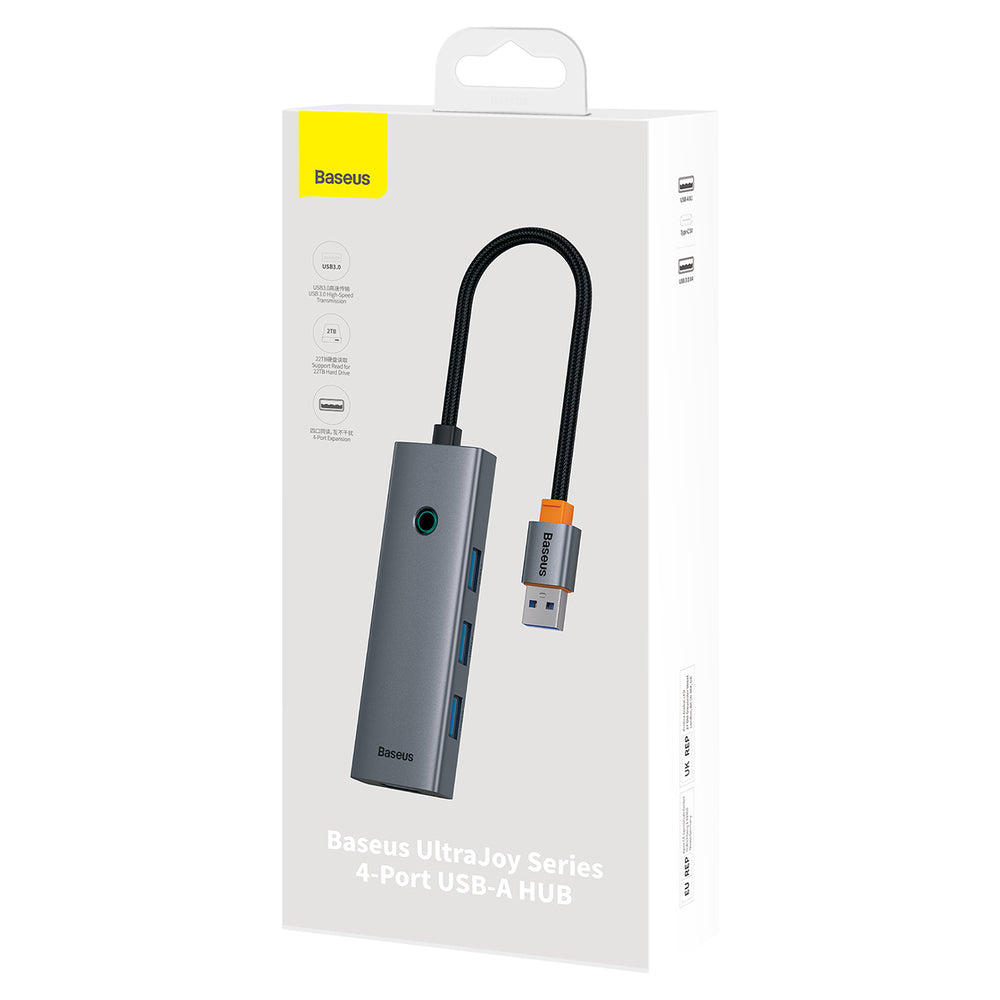 Baseus UltraJoy Series USB-A hub 4xUSB-A 3.0 1xUSB-C 5V 50cm - gray