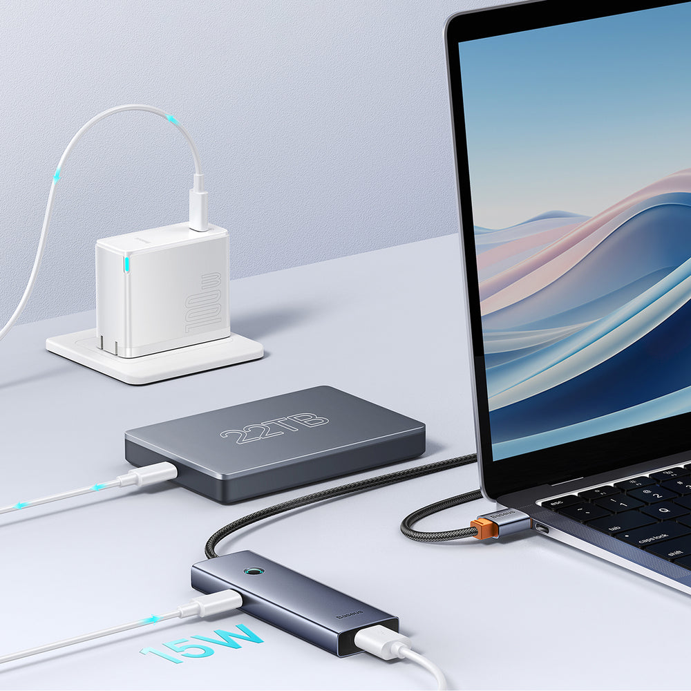 Baseus UltraJoy Series USB-A hub 4xUSB-A 3.0 1xUSB-C 5V 50cm - gray