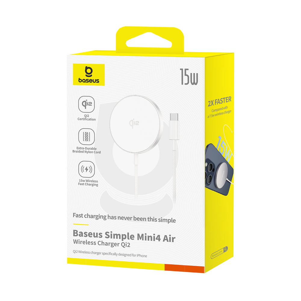 Baseus Simple Mini4 Air Qi2 15W Magnetic Wireless Charger - Silver