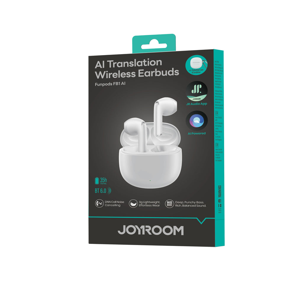 Joyroom JR-FB1 Funpods Bluetooth 6.0 In-Ear TWS Wireless Headphones with AI Functions - White