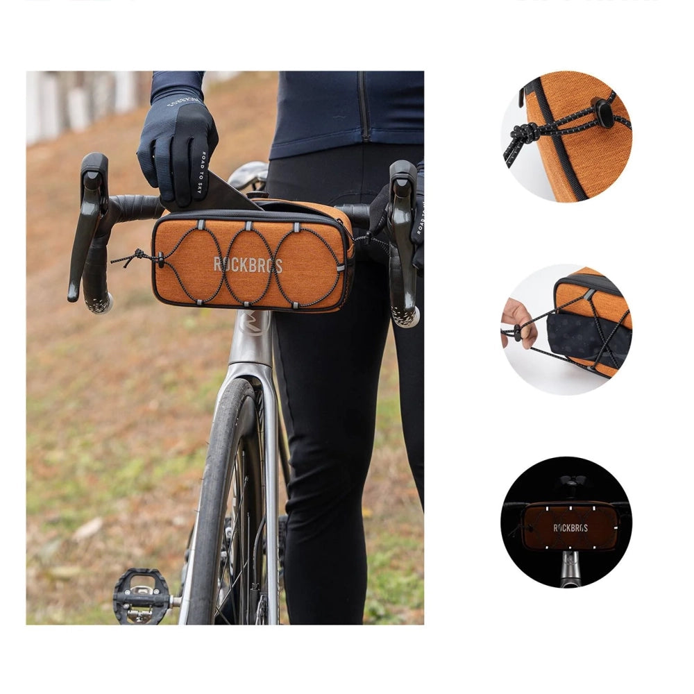 Rockbros TL001 ROAD TO SKY 1.9L Handlebar Bike Bag Waterproof - Orange