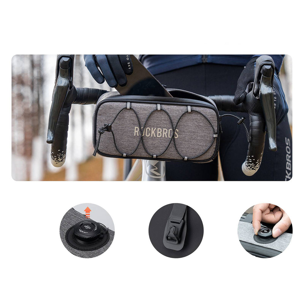 Rockbros TL001 ROAD TO SKY 1.9L Waterproof Handlebar Bike Bag - Gray