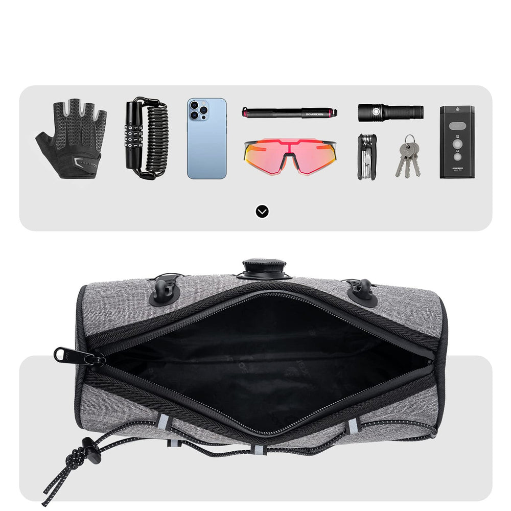 Rockbros TL002 ROAD TO SKY 1.5L Waterproof Handlebar Bike Bag - Gray