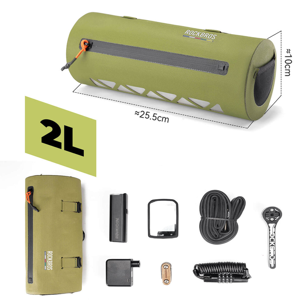 Rockbros AS-145 ROAD TO SKY handlebar bicycle bag, waterproof, 2 l - green