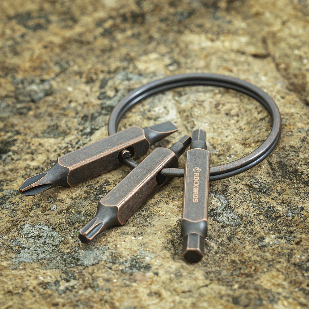 Rockbros VK-ARCO3 ROAD TO SKY Multitool 6-i-1 nøglering - Brun