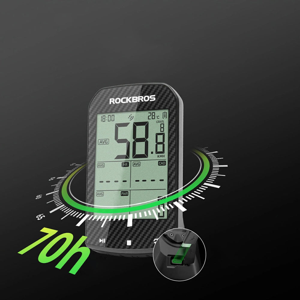 Rockbros M1Pro Bluetooth GPS Bike Computer IPX6 - sort