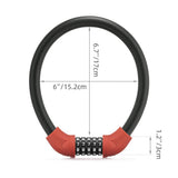 Rockbros RKS870-BK bicycle lock with code, steel cable, 85 cm - red