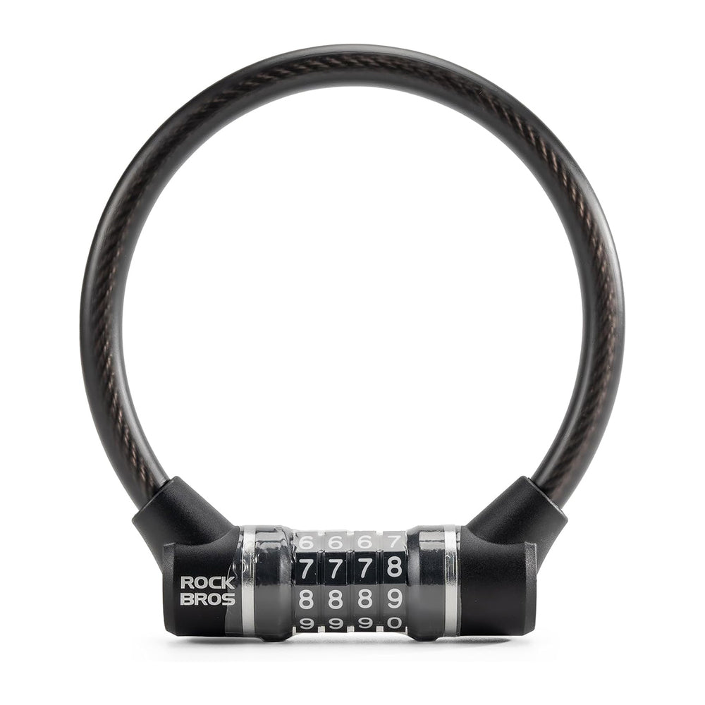 Rockbros 87639-4 bicycle lock with code and steel cable - black