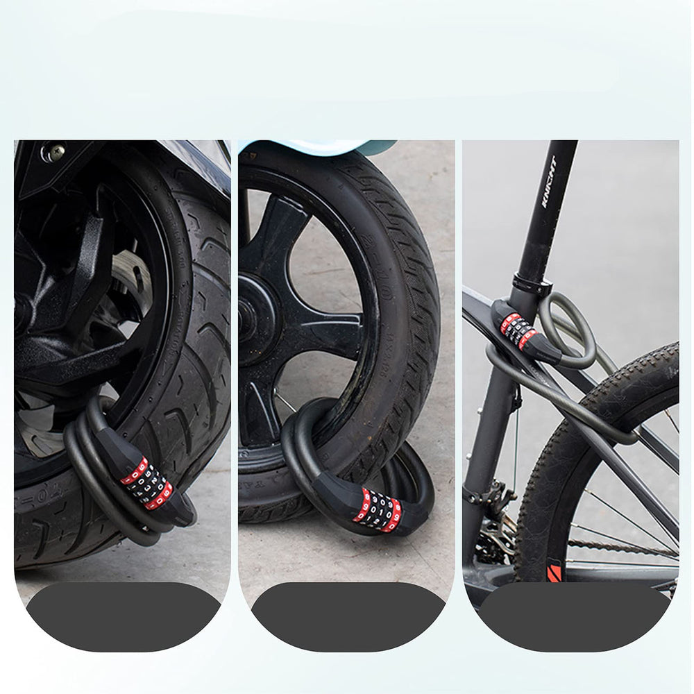 Rockbros RKS507 bicycle lock with 5-digit code, steel cable, 180 cm - black