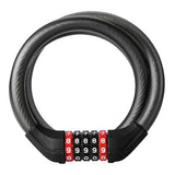 Rockbros RKS531 bicycle lock with 5-digit code, steel cable, 120 cm, with LED lighting - black