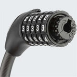 Rockbros RKS531 bike lock with 5-digit code, steel cable, 180 cm, with LED lighting - black