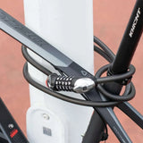 Rockbros RKS531 bike lock with 5-digit code, steel cable, 180 cm, with LED lighting - black
