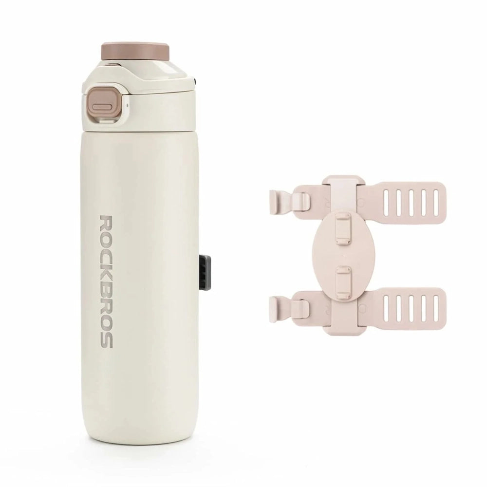 Rockbros S550H-1 700 ml Thermal Bottle with Magnetic Holder and Mounting Strap - Beige