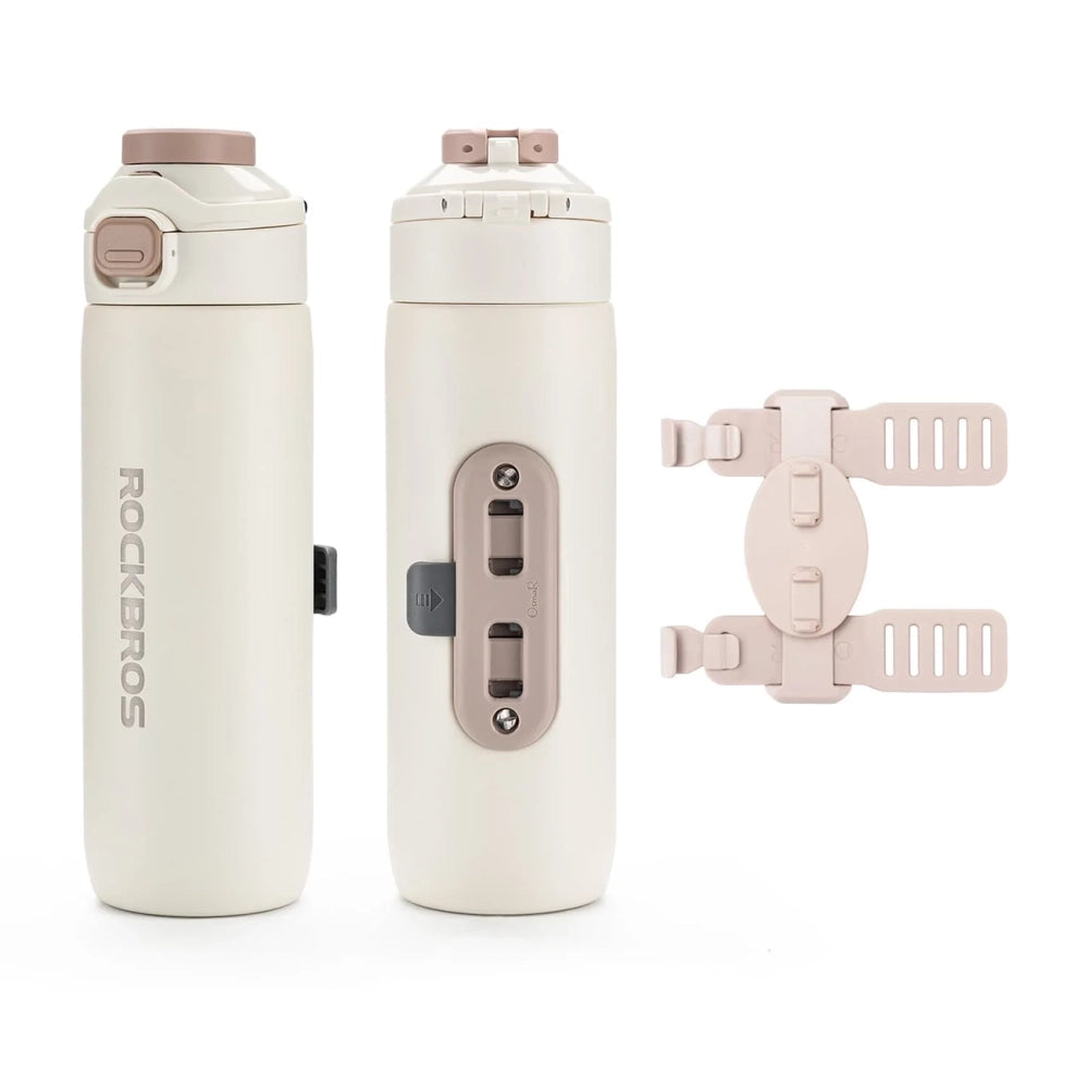 Rockbros S550H-1 700 ml Thermal Bottle with Magnetic Holder and Mounting Strap - Beige