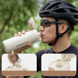 Rockbros S550H-1 700 ml Thermal Bottle with Magnetic Holder and Mounting Strap - Beige