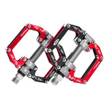 Rockbros 2010-12SBKR Aluminum Bicycle Pedals with Sealed Bearings - Black and Red