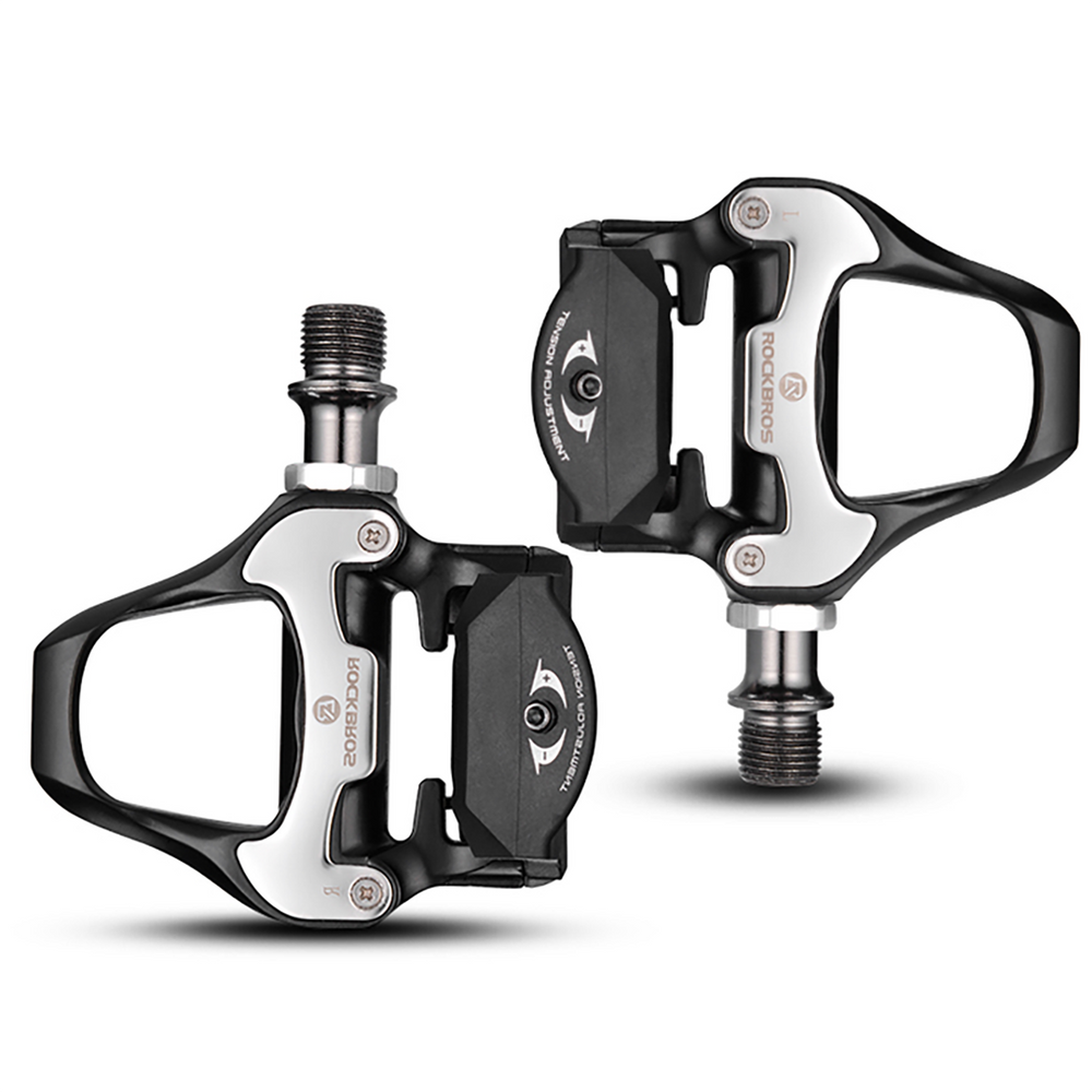 Rockbros LP-RD2BK Shimano SPD-SL Road Pedals med Gule Cleats - Sort og Sølv