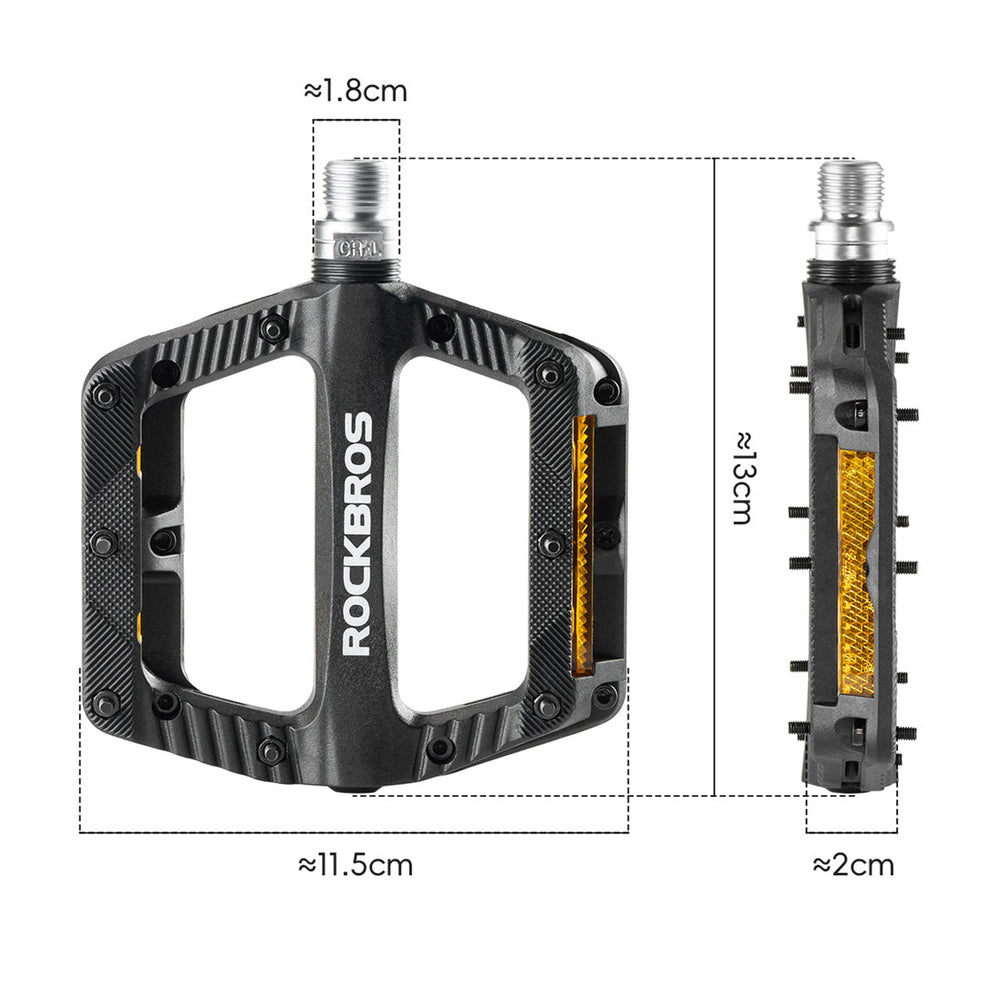 Rockbros BP2501 Reflective Nylon Bicycle Pedals - Black