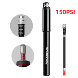 Rockbros SMART-B 150 PSI Mini Bicycle Pump for Presta and Schrader Valves - Black