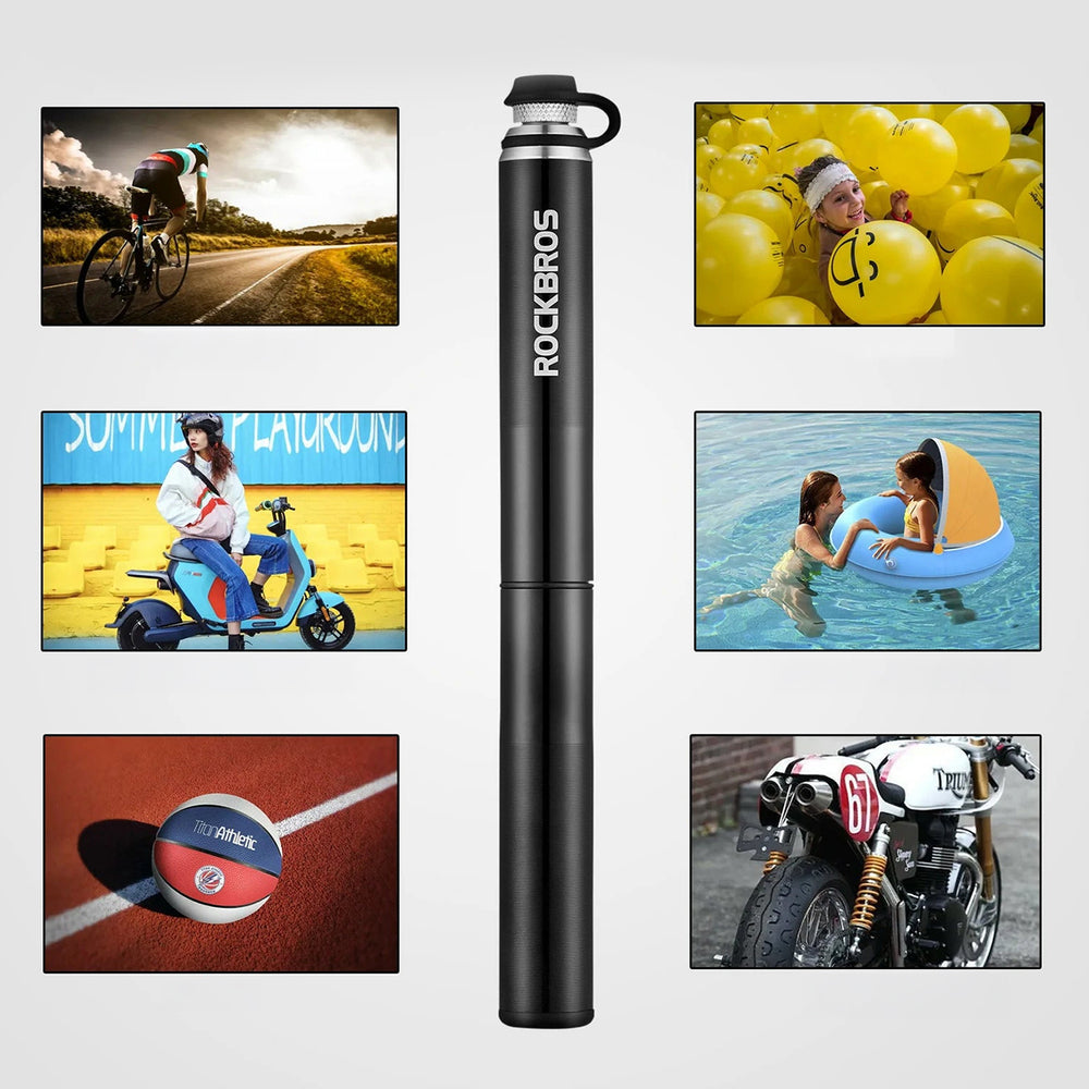 Rockbros JG-PB-004 lightweight bicycle pump with pressure gauge - black