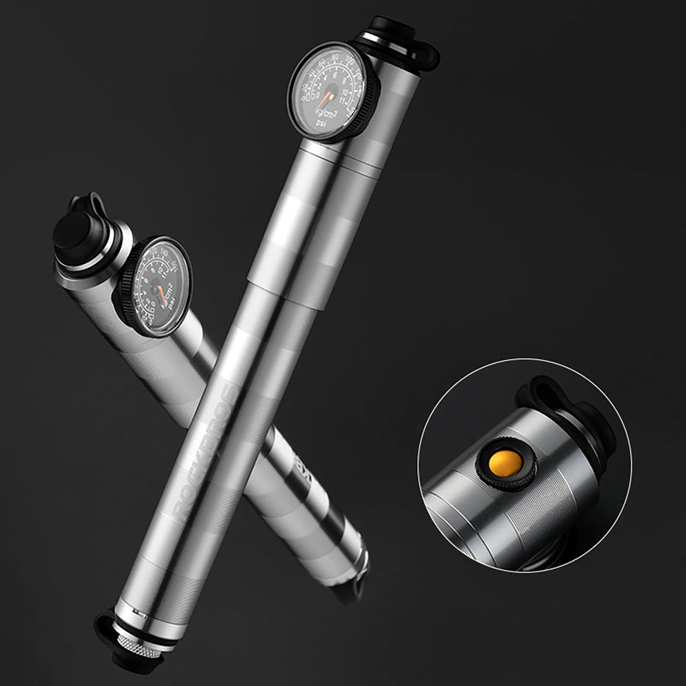 Rockbros HQ-67A-L03 Bicycle Pump with Pressure Gauge - Silver