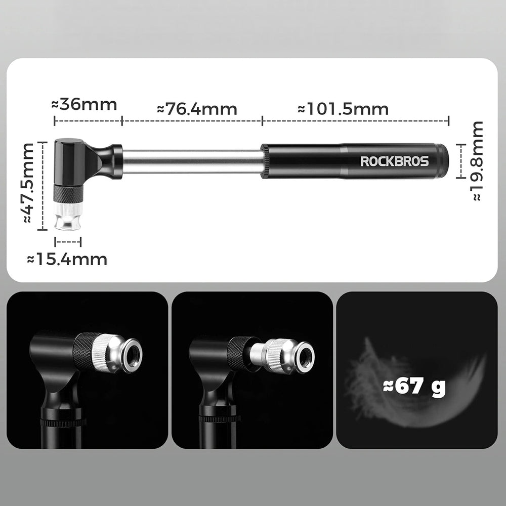 Rockbros JG-PB-11 Tool Kit with Pump and Spoon Patch Multitool - Black