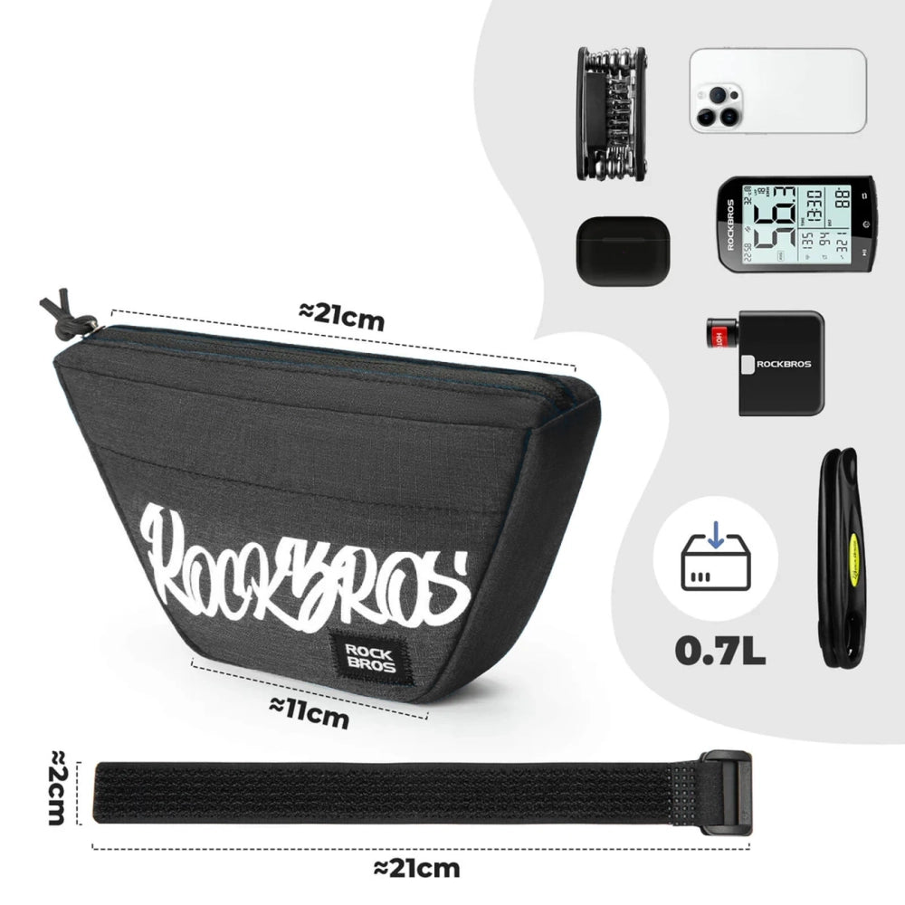 Rockbros G011 Flash Journey trapezoidal handlebar bike bag 0.7 l - black