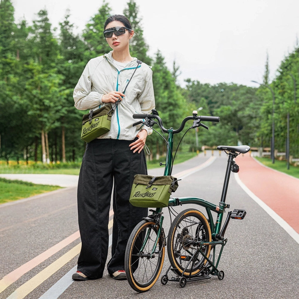 Rockbros W020 Dual-Purpose Front Bag, Bike/Shoulder - Green