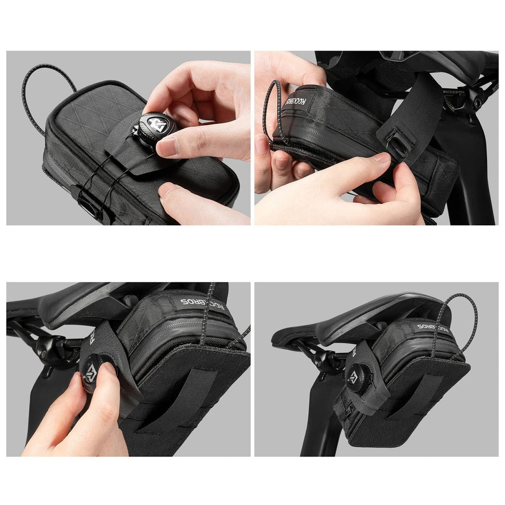 Rockbros P010 0.2L Bike Saddle Bag with 0.6L Bottle Holder - Black