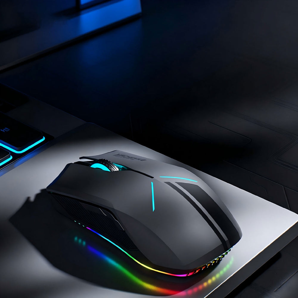Machenike M721 trådløs spilmus 10000 DPI med RGB baggrundsbelysning - sort