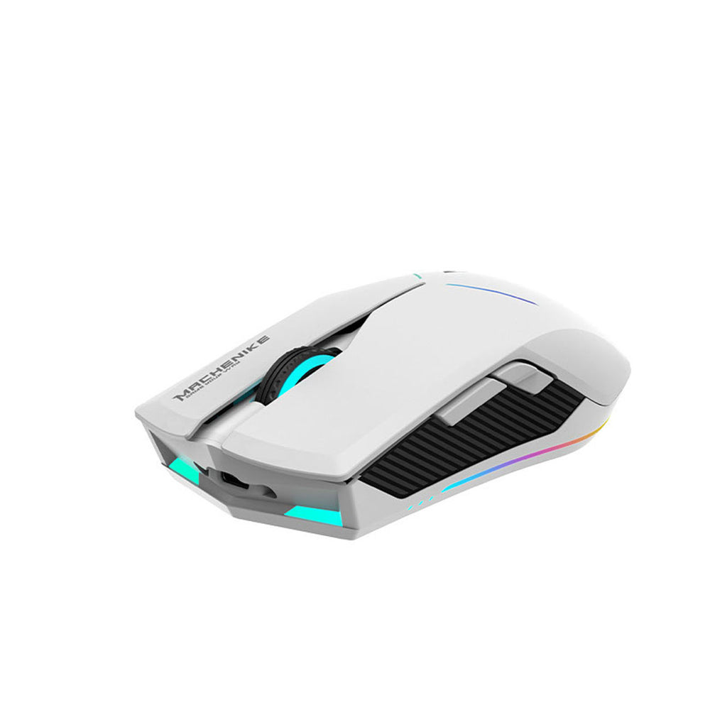 Machenike M721 trådløs spilmus 10000 DPI med RGB baggrundsbelysning - hvid